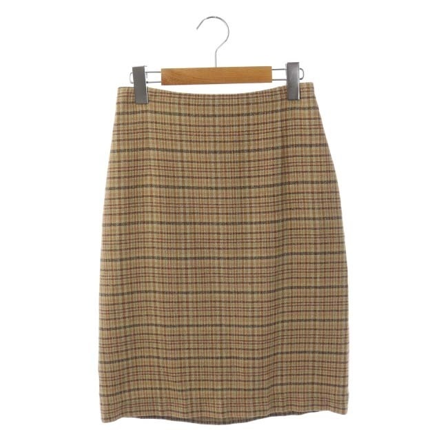 AURALEE(オーラリー)のオーラリー AURALEE タイトスカート 膝丈 チェック 0 茶 ブラウン レディースのスカート(ひざ丈スカート)の商品写真