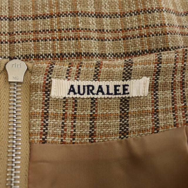 AURALEE(オーラリー)のオーラリー AURALEE タイトスカート 膝丈 チェック 0 茶 ブラウン レディースのスカート(ひざ丈スカート)の商品写真