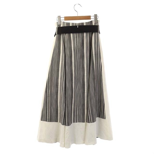 ADORE(アドーア)のアドーア ADORE ランダムストライプ ジャガードスカート フレア ロング 黒 レディースのスカート(ロングスカート)の商品写真