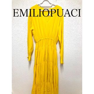 エミリオプッチ(EMILIO PUCCI)のEMILIOPUACI イエローロングワンピース(ロングワンピース/マキシワンピース)