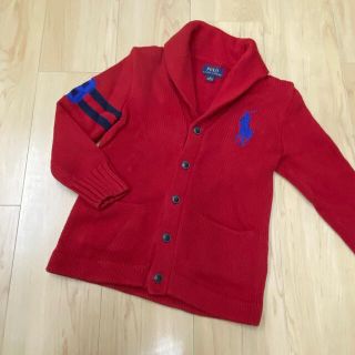 ポロラルフローレン(POLO RALPH LAUREN)のポロラルフローレン キッズ　ビッグポニー　長袖カーディガン　レッド　120㎝(ジャケット/上着)