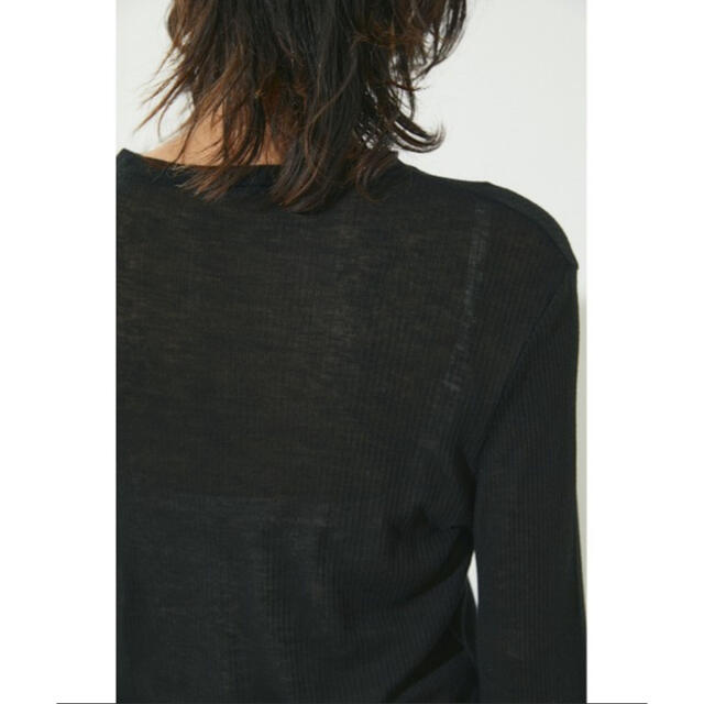 BLACK by moussy(ブラックバイマウジー)の【試着のみ】BLACK BY MOUSSY シアーリブトップス(ブラック) レディースのトップス(カットソー(長袖/七分))の商品写真