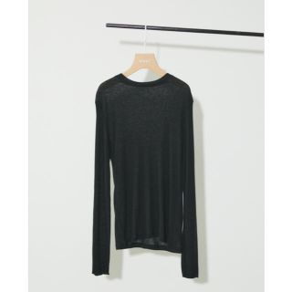 ブラックバイマウジー(BLACK by moussy)の【試着のみ】BLACK BY MOUSSY シアーリブトップス(ブラック)(カットソー(長袖/七分))