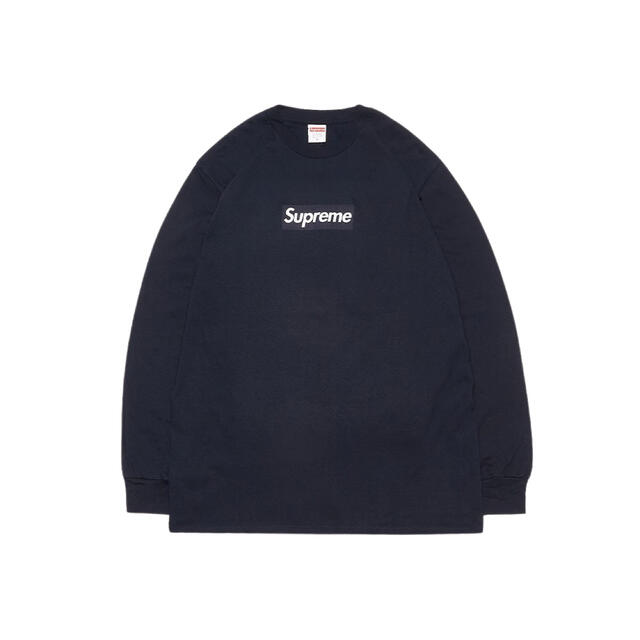 supreme box logo l/s tee navy