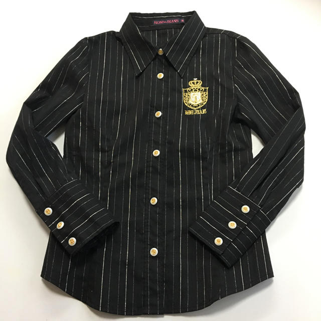 RONI(ロニィ)のRONI M 黒 ストライプ シャツ キッズ/ベビー/マタニティのキッズ服女の子用(90cm~)(ブラウス)の商品写真