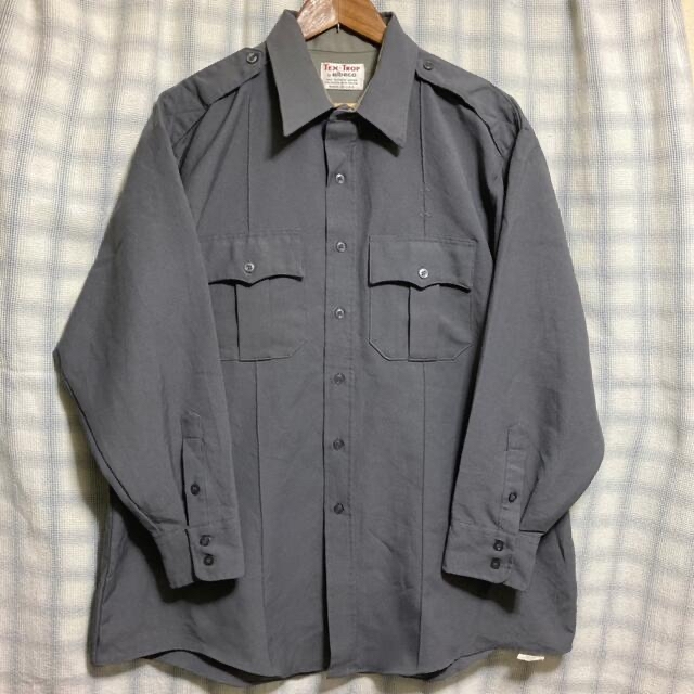 70s/USA古着/elbeco/無地ポリワークシャツ/2XL/灰/338 メンズのトップス(シャツ)の商品写真