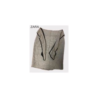 ザラ(ZARA)のtamtam様専用●ZARAタイトスカート(ウエストリボン+細ストライプ)(ひざ丈スカート)