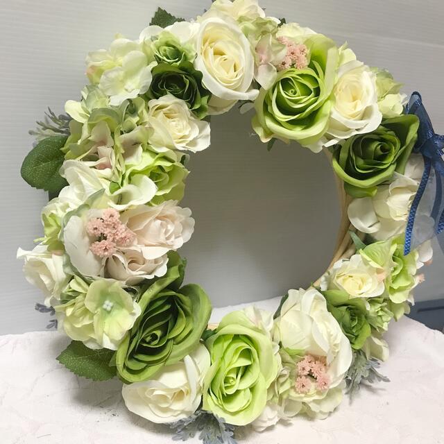 ♡フラワーリース♡☆ローズがいっぱい!エレガントテイスト☆の通販 by おくやん 造花リース サマーリース 直径26cm