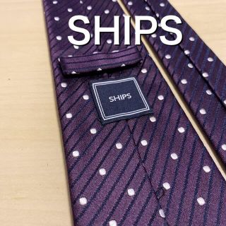 シップス(SHIPS)の【極美品】SHIPS サテン ドビー ドット ネクタイ　パープル(ネクタイ)