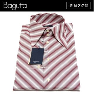 バーニーズニューヨーク(BARNEYS NEW YORK)の【新品タグ付】BAGUTTA シャツ コットン ワイドカラー ストライプ柄 WR(シャツ)