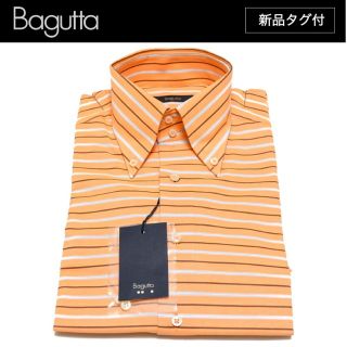 バーニーズニューヨーク(BARNEYS NEW YORK)の【新品タグ付】BAGUTTA シャツ コットン ボタンダウン ボーダー柄 OR(シャツ)