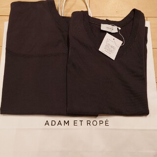 アダムエロぺ(Adam et Rope')の新品タグ付きアダムエロペレイヤードカットソー２点セットグレー(Tシャツ(半袖/袖なし))
