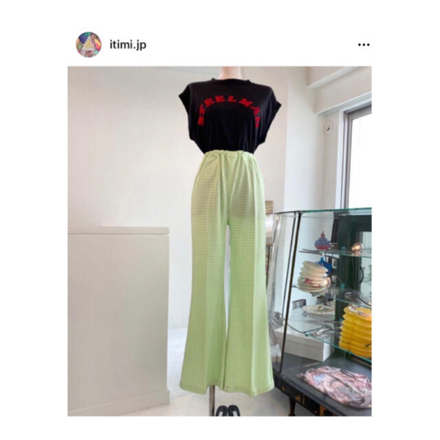 itimi購入♡ポリパンツ♡チェックフレアパンツ♡70s