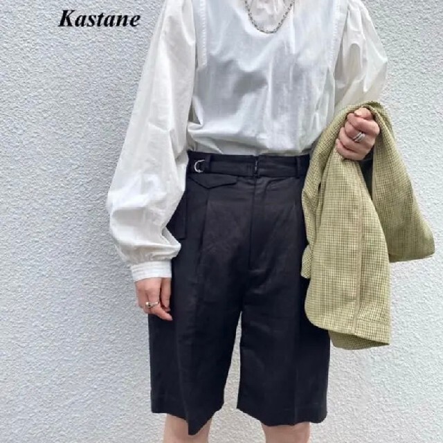Kastane(カスタネ)の新品 Kastane チンツ加工ハーフパンツ レディースのパンツ(ハーフパンツ)の商品写真