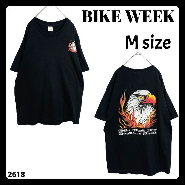 USA バイカーTシャツ Y2K 黒 Mサイズ イーグル 2007 Mサイズ