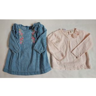 ザラキッズ(ZARA KIDS)の18～24ヵ月　90　ZARA　ザラ　ベビーギャップ　ワンピース　デニム　花柄(ワンピース)