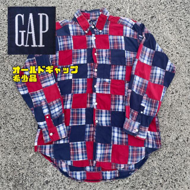 【希少 90s】GAP オールドギャップ　パッチワークシャツ　アメカジ　ゆるだぼ