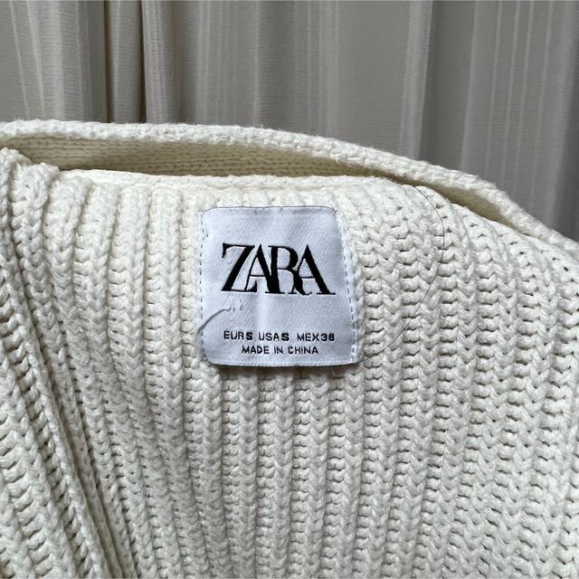 ZARA ニットカーディガン 白 ホワイト オフホワイト 厚手 暖かい 重ね着