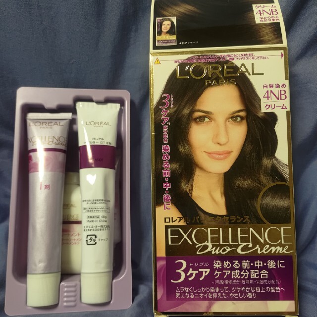 L'Oreal Paris(ロレアルパリ)のロレアルパリ　エクセランス　白髪染めクリーム　4NB コスメ/美容のヘアケア/スタイリング(白髪染め)の商品写真