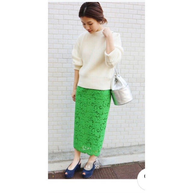 美品✨イエナ IENA レースタイトスカート グリーン 緑 40 - ひざ丈スカート