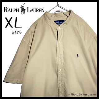 ポロラルフローレン(POLO RALPH LAUREN)のラルフローレン ライトベージュ バンドカラーシャツ ポロ ノーカラーシャツ 半袖(シャツ)
