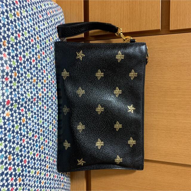 GUCCIグッチ 蜂スターのモチーフ クラッチバッグ ブラック ゴールド