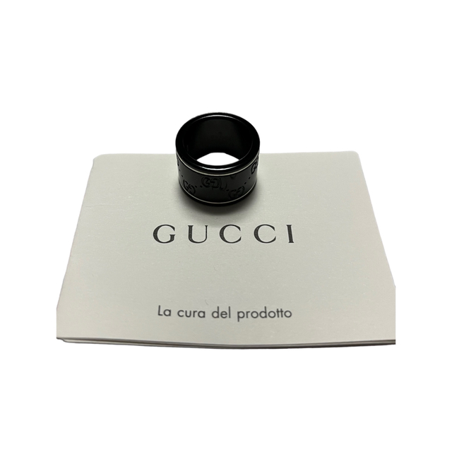 Gucci(グッチ)の【新品】GUCCI　GG柄　リング　ブラック　6号 レディースのアクセサリー(リング(指輪))の商品写真