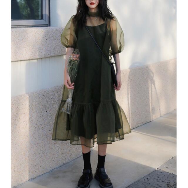 インポートsheer balloon dress ワンピース シアードレス