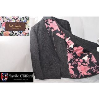 新品 Paul Smith コレクション ダブルスーツ 裏地桃色 L 黒