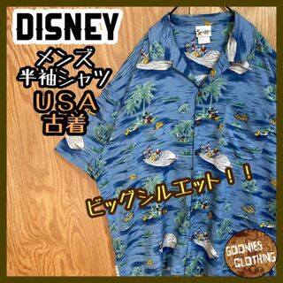 ディズニー(Disney)のディズニー キャラクター ミッキー アロハ シャツ USA古着 90s 半袖(シャツ)