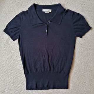 ジョンスメドレー(JOHN SMEDLEY)のJOHN SMEDLEY　レディース　半袖　ニットポロシャツ　紺(ポロシャツ)