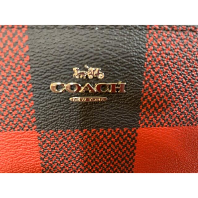 COACH(コーチ)の【正規品・未使用】コーチ　COACH　赤色　黒色　チェック 長財布 レディースのファッション小物(財布)の商品写真