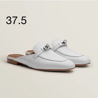 エルメス(Hermes)のエルメス Ozミュールカーフ　白/シルバー金具　37.5ブランドピース(ミュール)