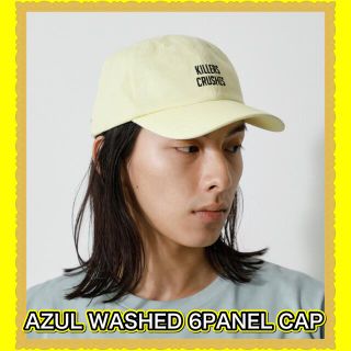 アズールバイマウジー(AZUL by moussy)のAZUL アズール　WASHED 6PANEL CAPキャップ 帽子　イエロー(キャップ)