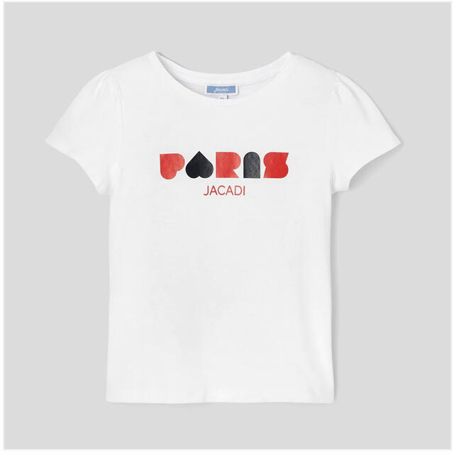Jacadi(ジャカディ)のジャカディ jacadi 白コットンTシャツ 104cm(4A / 4Y) キッズ/ベビー/マタニティのキッズ服女の子用(90cm~)(Tシャツ/カットソー)の商品写真