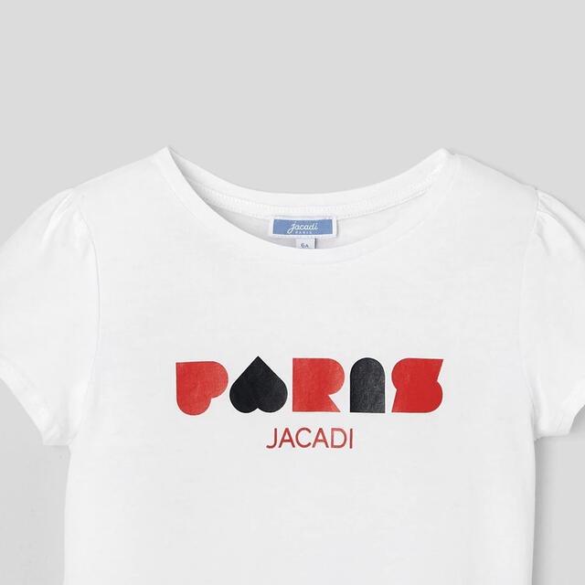 Jacadi(ジャカディ)のジャカディ jacadi 白コットンTシャツ 104cm(4A / 4Y) キッズ/ベビー/マタニティのキッズ服女の子用(90cm~)(Tシャツ/カットソー)の商品写真