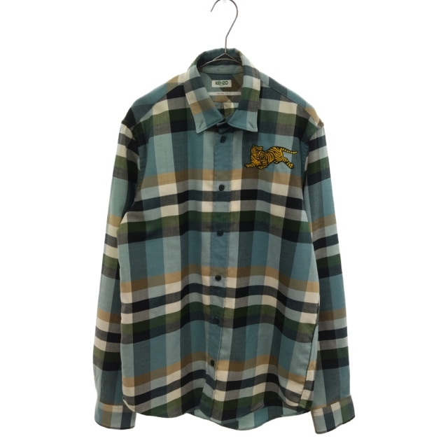 KENZO ケンゾー 19AW Jumping Tiger Check Wool Casual Shirt タイガー 長袖シャツ マルチ F965CH4021GL73センチ身幅