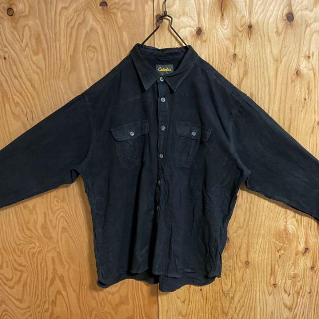 カベラス USA古着 超ビッグサイズ 3XL 長袖 シャツ ブラック 黒 メンズ メンズのトップス(シャツ)の商品写真