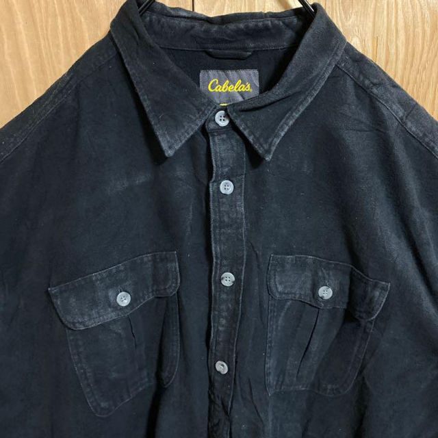 カベラス USA古着 超ビッグサイズ 3XL 長袖 シャツ ブラック 黒 メンズ メンズのトップス(シャツ)の商品写真