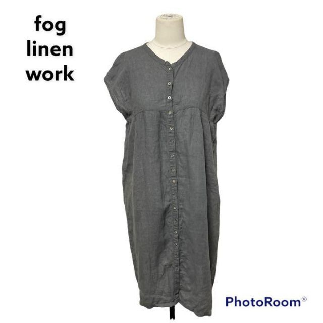 逆輸入 work linen fog - フォグ　リネン　ワーク　ワンピース　グレー　スクエ work linen fog ロングワンピース+マキシワンピース