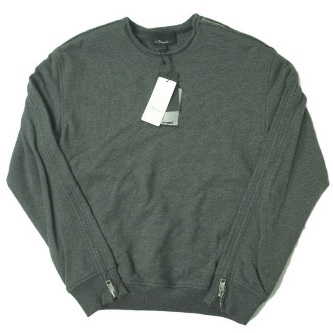 3.1 Phillip Lim スリーワン フィリップリム 17AW LS ROLL EDGE CREWNECK SWEATSHIRT W ZIPPER ジップデザイン カットオフスウェット F1711372FTYM XS CHARCOAL GREY トレーナー プルオーバー トップス【新古品】【3.1 Phillip Lim】約63cm身幅