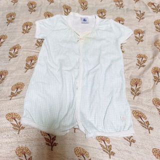 プチバトー(PETIT BATEAU)の【プチバトー】爽やかチェック柄ロンパース　67cm　6M　ベビー(ロンパース)