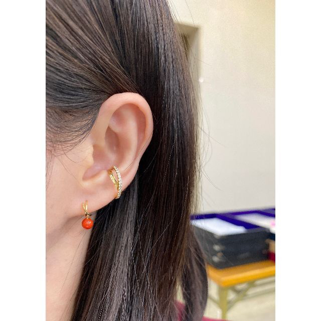 ★天然珊瑚ピアス★イタリア赤珊瑚 ピアス 珊瑚ピアス K18金 5mm 刻印あり