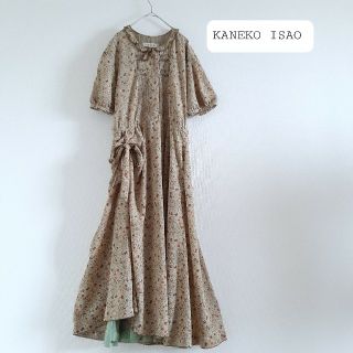 カネコイサオ(KANEKO ISAO)の【極美品】カネコイサオ ワンピース　花柄 リボン ピンクハウスが好きな方にも(ロングワンピース/マキシワンピース)