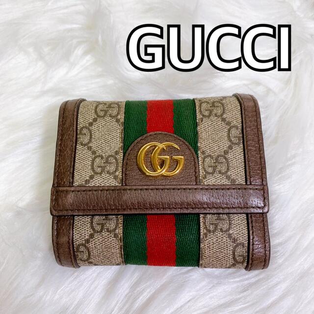 オンライン卸売販売 美品 GUCCI グッチ 三つ折り財布 シェリーライン