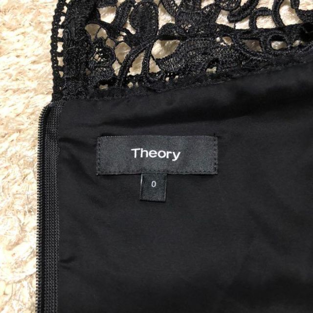 theory(セオリー)のTheory♡ひざ丈 レース ワンピース 高級トリアセテート ブラック 0サイズ レディースのワンピース(ひざ丈ワンピース)の商品写真