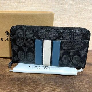 コーチ(COACH)の新品 COACH コーチ F26070 シグネチャー ストライプ ライン 長財布(財布)