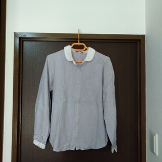 sevradical　ストライプ　シャツ　襟付き　ブルー　水色　L(シャツ/ブラウス(長袖/七分))