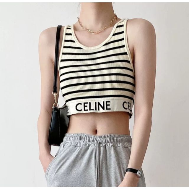 濃いピンク系統 CELINEセリーヌブラトップボーダータンクトップス