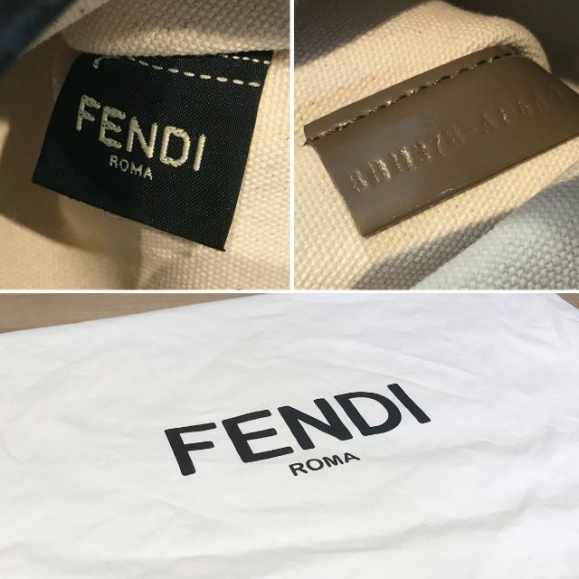 FENDI(フェンディ)の美品 フェンディ ロゴ ショッパー ミディアム トートバッグ キャンバス レディースのバッグ(トートバッグ)の商品写真